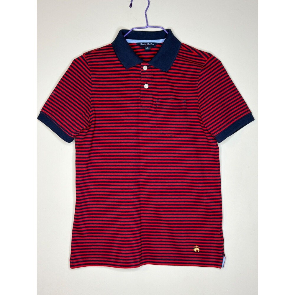 Brooks Brothers Fleece Boys Red & Blue Short Sleeve Polo Shirt Size M